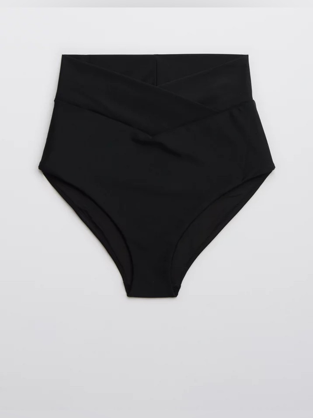 Aerie High-Waist Crossover Black Bikini Bottoms NWT